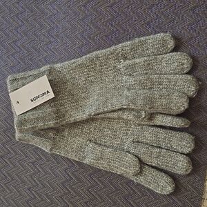 SONOMA BRAND WOMENS GRAY WINTER KNIT GLOVES ONE SIZE FITS MOST